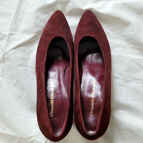 Arnold Churgin Burgundy Suede Heels, All Genuine Leather, Made in Spain - Picture 4 of 12